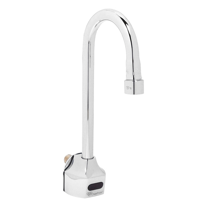 T&S Brass EC-3101 Bathroom Sensor Faucet, Checkpoint, Brass, Chrome, Single-Post Wall Mount, Gooseneck, Battery, 2.2 gpm