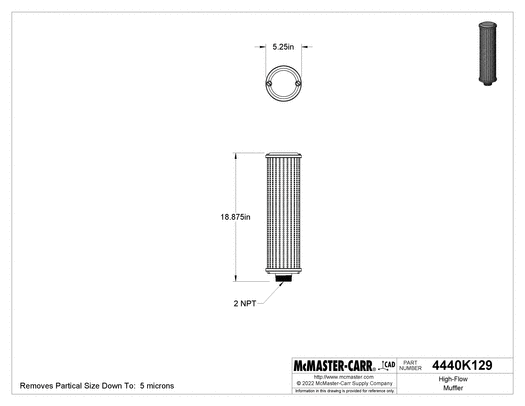 McMaster 4440K129 High-Flow Muffler 2 NPT Male