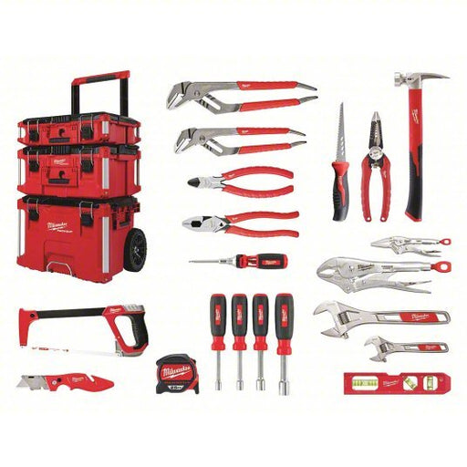 Milwaukee 48 - 22 - 0140 Electricians Tool Kit 18 Total Pcs, Rolling Modular Tool Box, 11 - 19 Pieces Range - KVM Tools Inc.KV444N78