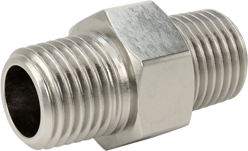 McMaster 4464K721 304 Stainless Steel Threaded Pipe Fitting Low Pressure, Straight Connector, 1/4 NPT Male - KVM Tools Inc.KV4464K721