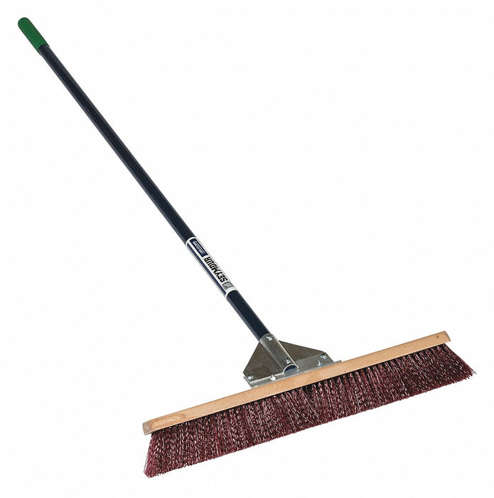 Seymour Midwest 82925GRA S500 Industrial Push Broom, 24 in, Polypropylene Stiff Brown, Wood Block, Aluminum Handle