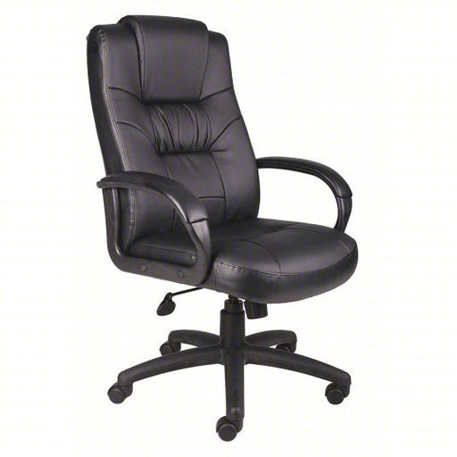 KVM Tools KV452R17 Office Chair Black, Leather Material, 30 in Back Ht, 20 1/2 in Seat Wd, Black Frame - KVM Tools Inc.KV452R17