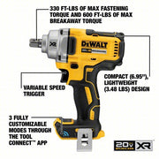 DeWalt DCF896B Impact Wrench 1/2 in Square Drive Size, 330 ft - lb Fastening Torque, 600 ft - lb Breakaway Torque - KVM Tools Inc.KV453U24