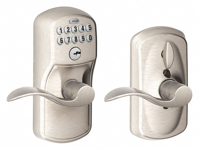 Schlage Residential FE595 PLY619ACC Electronic Keyless Lock, Keypad, Nickel