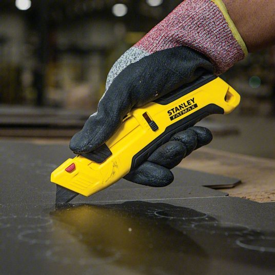 Stanley FMHT10365 Safety Knife 7 in Overall Lg, Textured, 1 3/4 in Overall Wd, Plastic, Black/Yellow - KVM Tools Inc.KV458J74