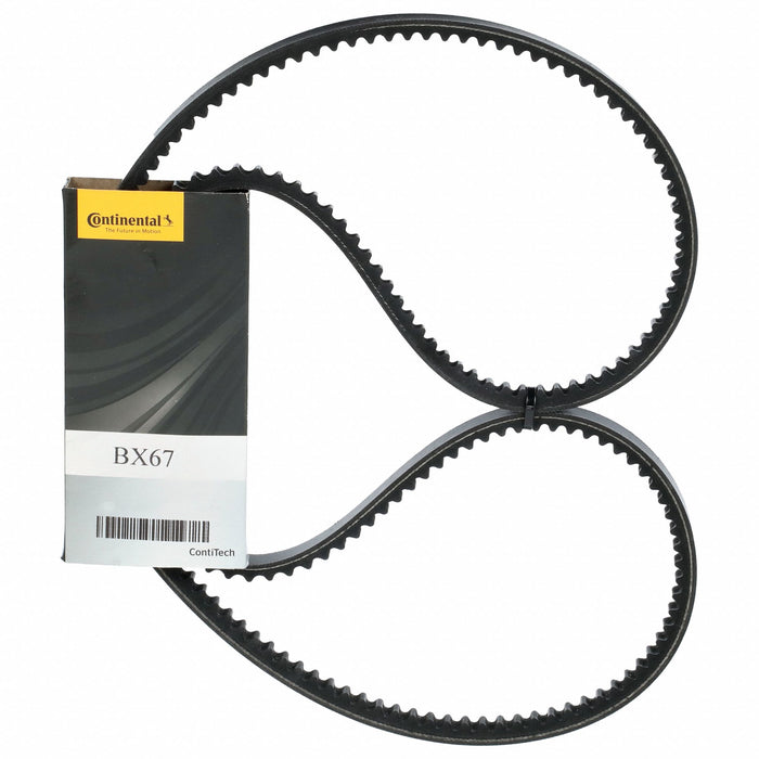 Continental BX62 Cogged V-Belt, BX62, 65 in Outside Lg, 21/32 in Top Wd, 13/32 in Thick, Polyester