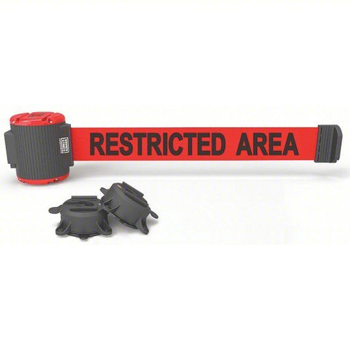 Banner Stakes MH5008 Magnetic Retractable Belt Barrier Magnet, 30 ft Belt Lg, Restricted Access Messaging - KVM Tools Inc.KV45GP51