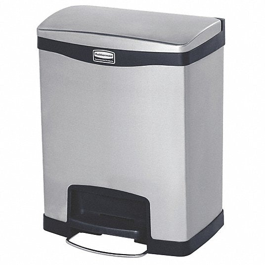 Rubbermaid 1901985 8 Gal Stainless Steel Rectangular Step Can, Black