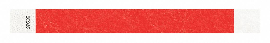 Identiplus T2-03 ID Wristband, Tyvek, 1 in W x 10 in L, Red, Adhesive, Blank, 500 PK