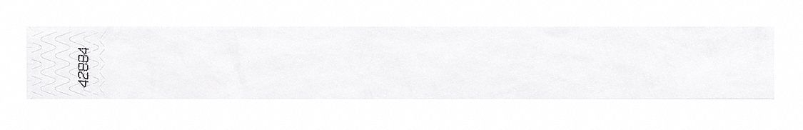 Identiplus T2-09 ID Wristband, Tyvek, 1 in W x 10 in L, White, Adhesive, Blank, 500 PK