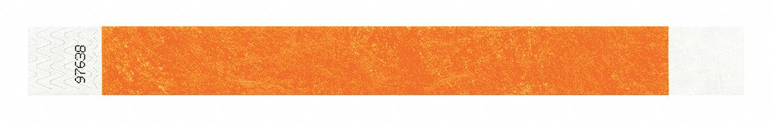 Identiplus T2-04 ID Wristband, Tyvek, 1 in W x 10 in L, Orange, Adhesive, Blank, 500 PK