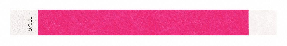 Identiplus T2-07 ID Wristband, Tyvek, 1 in W x 10 in L, Pink, Adhesive, Blank, 500 PK