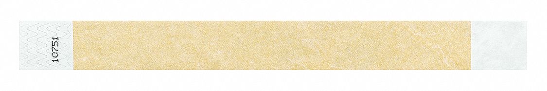 Identiplus T2-11 ID Wristband, Tyvek, 1 in W x 10 in L, Yellow, Adhesive, Blank, 500 PK