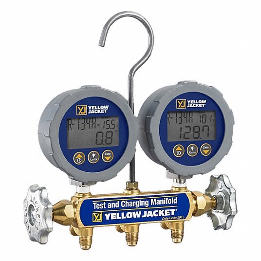 Yellow Jacket 46060 Manifold Gauge 2 Valves, 0 Hoses, Series 41, 3 1/8 in Gauge