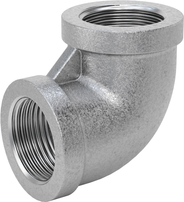 McMaster 4638K134 Low-Pressure Pipe Fitting, Galvanized Iron, 90 Degree Elbow Connector, 3/4 NPT Female