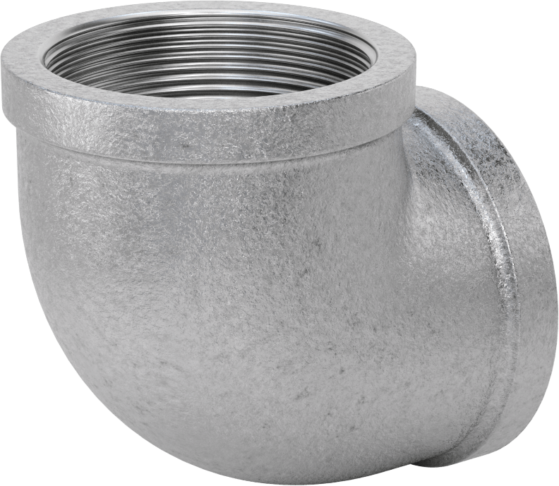 McMaster 4638K152 Low-Pressure Pipe Fitting, Galvanized Iron, 90° Elbow Connector, 3 NPT Female, Class 150