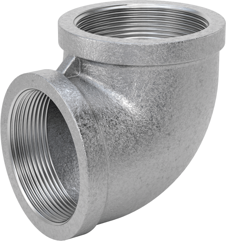 McMaster 4638K152 Low-Pressure Pipe Fitting, Galvanized Iron, 90° Elbow Connector, 3 NPT Female, Class 150
