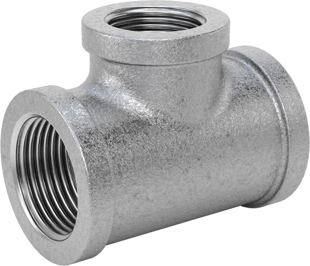 McMaster 4638K179 Low-Pressure Pipe Fitting, Galvanized Iron, Inline Tee Reducer, 1 x 3/4 NPT Female
