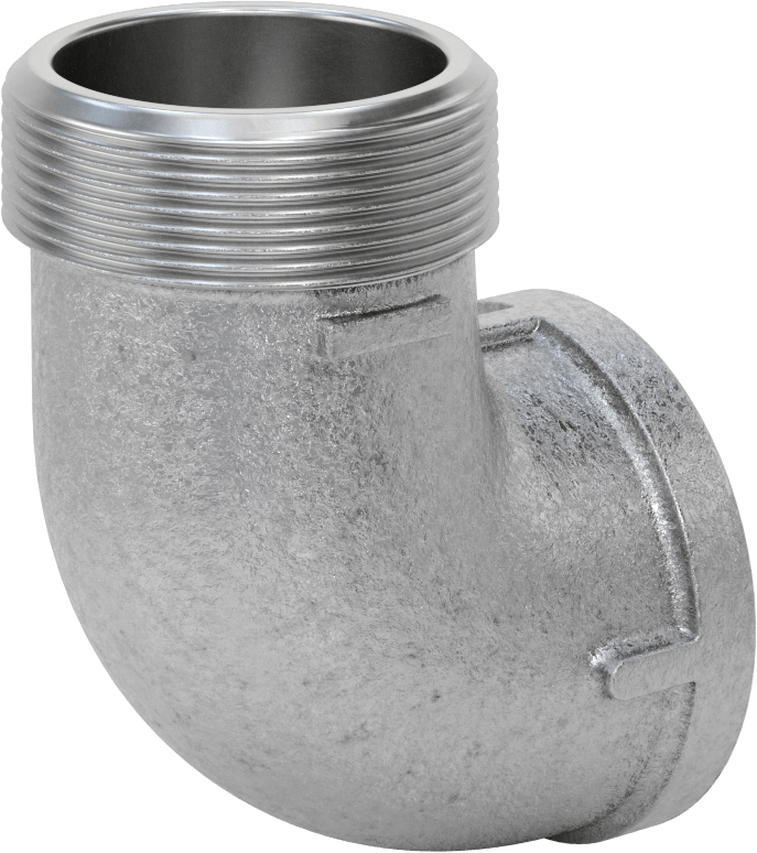 McMaster 4638K242 Low-Pressure Pipe Fitting, Galvanized Iron, 90° Elbow Adapter, 3 NPT Female × Male, Class 150