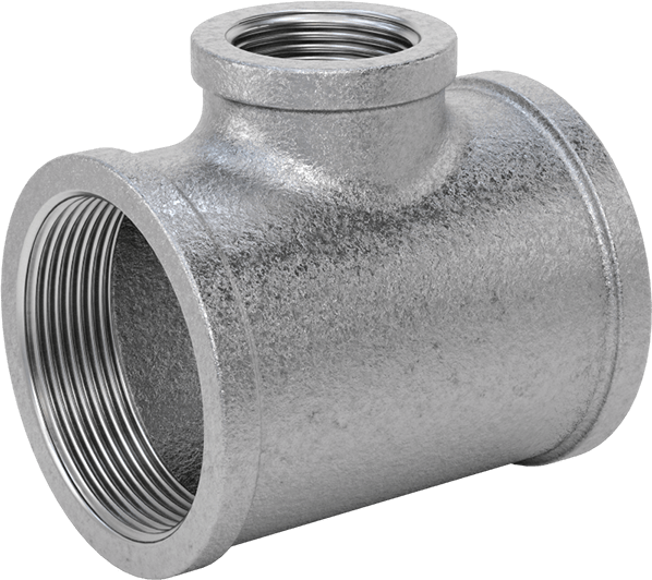 McMaster 4638K278 Low-Pressure Pipe Fitting, Galvanized Iron, Inline Tee Reducer, 2 x 1 NPT Female