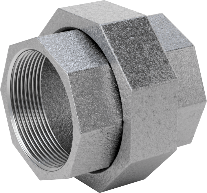 McMaster 4638K738 Low-Pressure Pipe Fitting, Galvanized Iron, Union Straight Connector, 2 NPT Female, Class 150