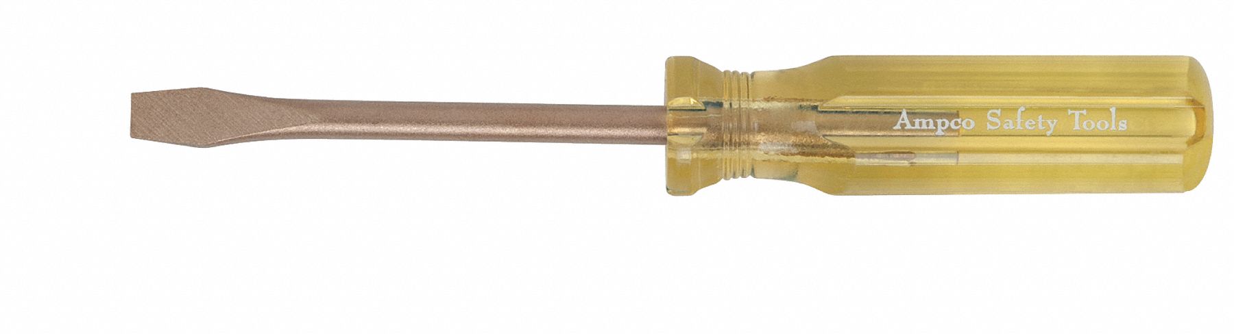 Ampco S-39 Non-Sparking Slotted Screwdriver, Beryllium Copper, 1/4 in Tip Size, Long Lg, Not Insulated
