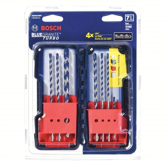 Bosch HCBG700T Hex Shank Drill Bit Set 1/8 in_5/32 in_3/16 in_1/4 in_3/8 in Drill Bit Size, 6 in Overall Lg - KVM Tools Inc.KV46U358