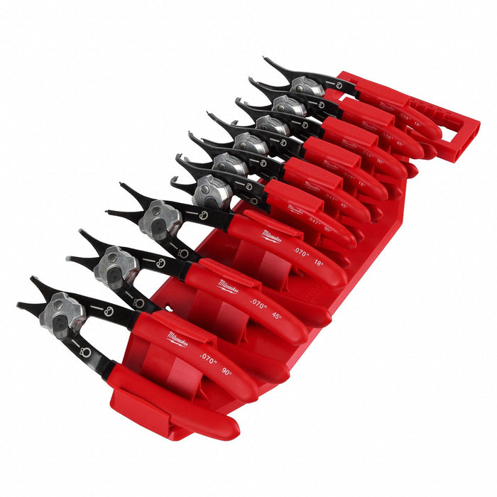 Milwaukee 48-22-6539 Retaining Ring Plier Set, Convertible/Internal/External, For 3/8 in to 1 3/4 in Bore Dia, Manual