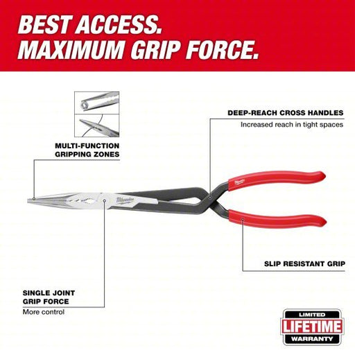Milwaukee 48 - 22 - 6542 Long Reach Pliers Set 3 in Max Jaw Opening, 15 1/8 in Overall Lg, 3 in_3 1/4 in Jaw Lg, Serrated - KVM Tools Inc.KV810VD6