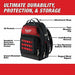 Milwaukee 48 - 22 - 8201 Tool Backpack 18 in W 9 7/16 in D 20 3/8 in H, Ballistic Nylon, Red, 46 Inside Pockets - KVM Tools Inc.KV416P44