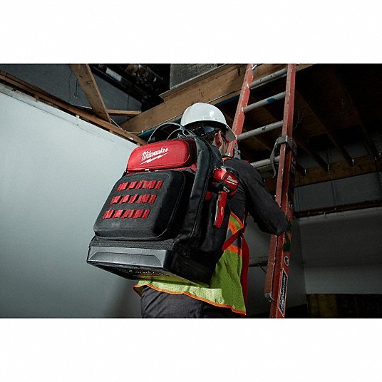Milwaukee 48 - 22 - 8201 Tool Backpack 18 in W 9 7/16 in D 20 3/8 in H, Ballistic Nylon, Red, 46 Inside Pockets - KVM Tools Inc.KV416P44