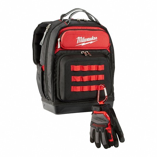 Milwaukee 48 - 22 - 8201 Tool Backpack 18 in W 9 7/16 in D 20 3/8 in H, Ballistic Nylon, Red, 46 Inside Pockets - KVM Tools Inc.KV416P44