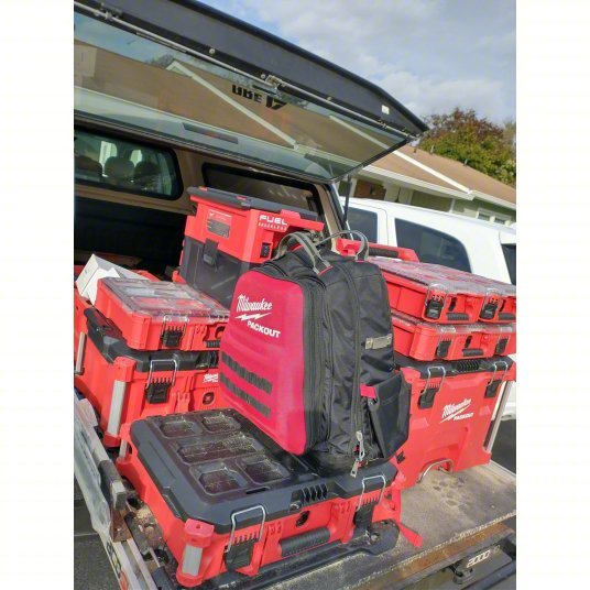 Milwaukee 48 - 22 - 8424 PACKOUT Tool Case 22 1/8 in Wd, 16 1/4 in Dp, 6 1/2 in Ht, Plastic, 5 Compartments - KVM Tools Inc.KV488A56