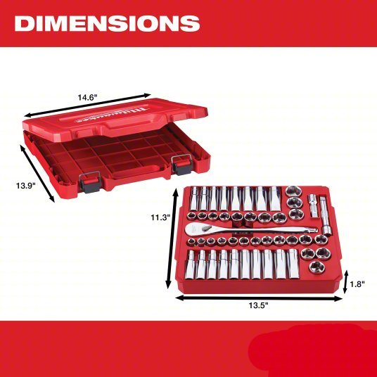 Milwaukee 48 - 22 - 9010 47pc 1/2" Drive Metric & SAE Ratchet and Socket Set - KVM Tools Inc.KV55KM74