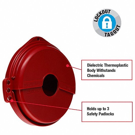 Master Lock 481 Gate Valve Lockout Collapsible Gate Valve Lockout, For 5 in Max Hand Wheel Dia, Red - KVM Tools Inc.KV2CJJ6