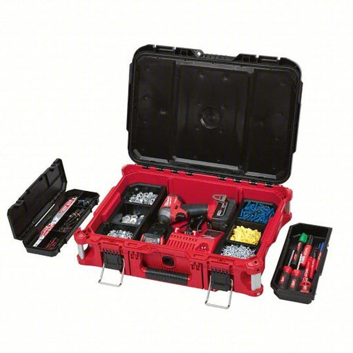 Milwaukee 48 - 22 - 8424 PACKOUT Tool Case 22 1/8 in Wd, 16 1/4 in Dp, 6 1/2 in Ht, Plastic, 5 Compartments - KVM Tools Inc.KV488A56