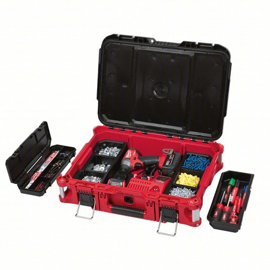 Milwaukee 48 - 22 - 8424 PACKOUT Tool Case 22 1/8 in Wd, 16 1/4 in Dp, 6 1/2 in Ht, Plastic, 5 Compartments - KVM Tools Inc.KV488A56