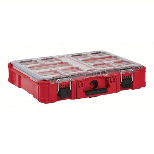 Milwaukee 48 - 22 - 8430 PACKOUT Tool Case 19 3/4 in Wd, 15 1/2 in Dp, 4 5/8 in Ht, Plastic, 10 Compartments, Red - KVM Tools Inc.KV488A59