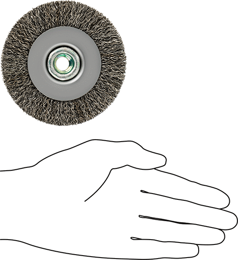 McMaster 4896A75 Wheel Brush for Angle Grinders 4" Diameter with M10 x 1.25 Threaded Arbor - KVM Tools Inc.KV4896A75