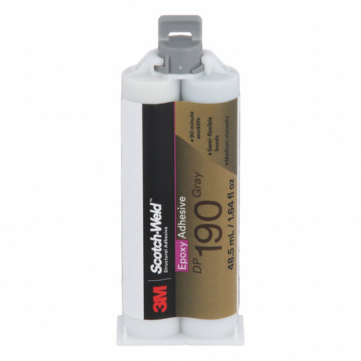 3M 190 Epoxy Adhesive, DP190,  48.5 mL, Dual-Cartridge, Gray, 0°F to 180°F