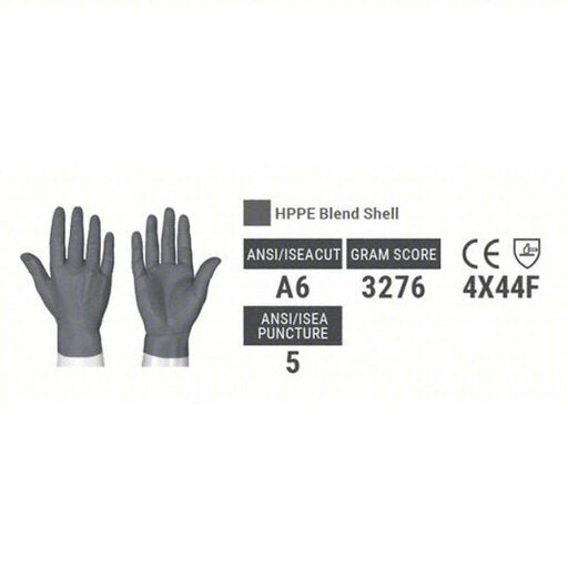 Hexarmor 2076-L (9) Coated Gloves L, ANSI Cut Level A6, Palm, Dipped, Polyurethane, HPPE (13 ga), 1 PR - KVM Tools Inc.KV489X53
