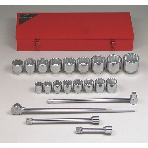 Wright 821 Socket Wrench Set 1 in Drive Size, 21 Pieces, 1 7/16 in to 3 1/8 in Socket Size Range - KVM Tools Inc.KV48J314