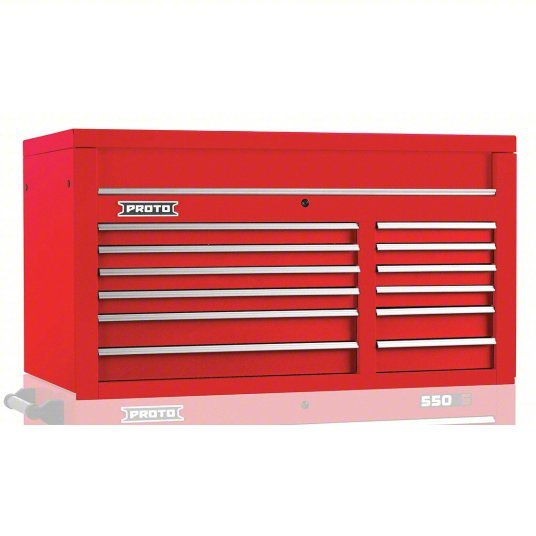 Proto J555027 - 12RD Top Chest Gloss Red, 50 in W x 25 1/4 in D x 27 in H, Red, Fully Extended Ball Bearing - KVM Tools Inc.KV48UZ90