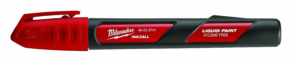 Milwaukee 48-22-3741 INKZALL Liquid Paint Marker, Red, Fiber Nib, Round Tip