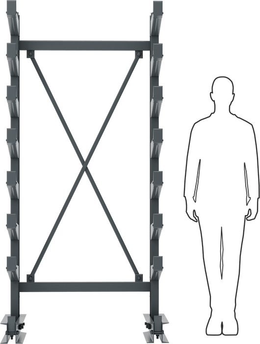 McMaster 4900T88 Cantilever Pipe Rack, Complete Unit, One Usable Side, 41-1/2" × 84" × 21", 7 Levels, Powder-Coated Steel, Gray