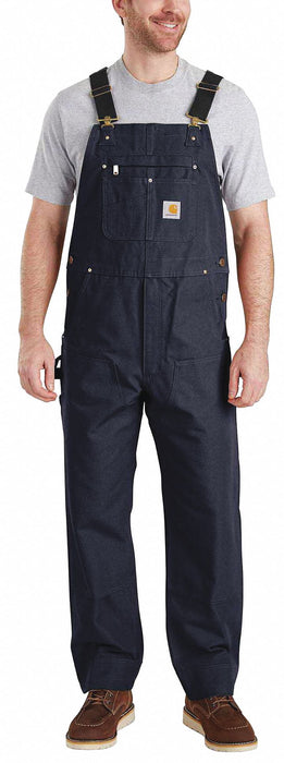 Carhartt 102776-412-54x30 Men's Bib Overalls, 4XL (54 x 30), Navy, 12 oz Cotton, Zipper Fly, 9 Pockets, Adjustable Elastic Suspenders