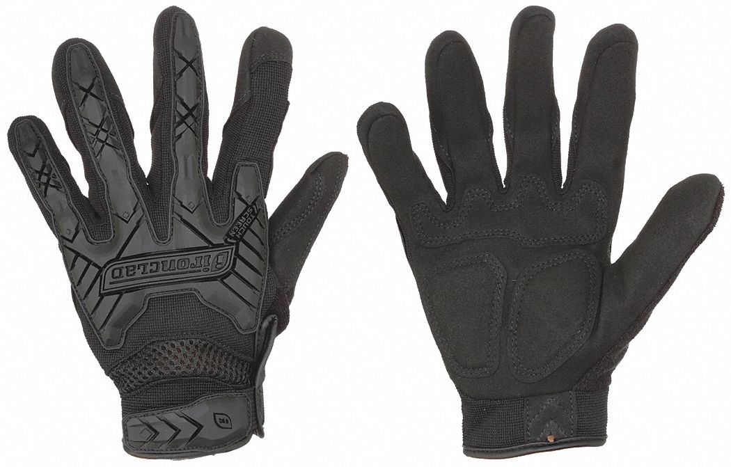 Ironclad IEXT-IBLK-03-M Tactical Gloves, Medium, Black, Nylon Palm, Hook-and-Loop, ANSI Cut Level A2