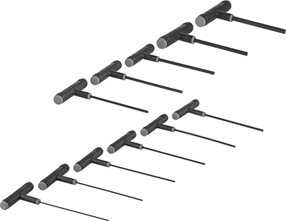 McMaster 4973A61 Black - Oxide Steel T - Handle Hex Key 11 - Piece Set, Ultra Grip, Standard Length - KVM Tools Inc.KV4973A61