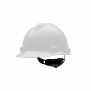 MSA C217091 Hard Hat: White, No Graphics, Ratchet (4 - Point), Ratchet, Polyethylene, Side - Slots, Solid - KVM Tools Inc.KV499L42