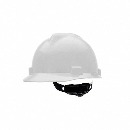 MSA C217091 Hard Hat: White, No Graphics, Ratchet (4 - Point), Ratchet, Polyethylene, Side - Slots, Solid - KVM Tools Inc.KV499L42